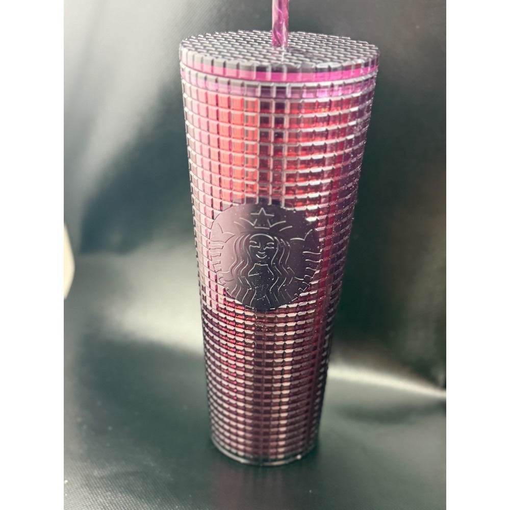 Starbucks 24 oz Venti Iridescent‎ Pink Studded Bling Cold Cup Tumbler
